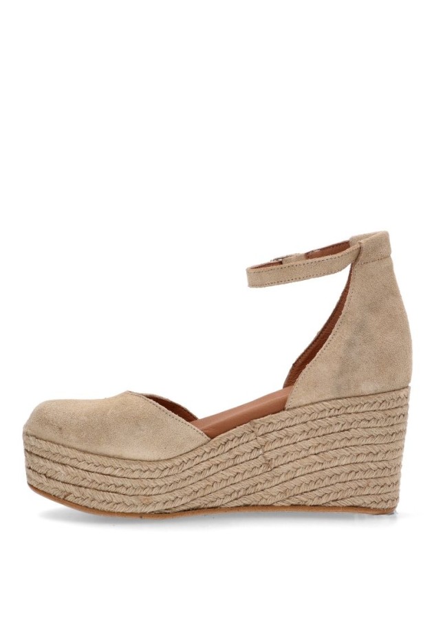 Alpargata de mujer POPA cantalar serraje beige piel cuña alta