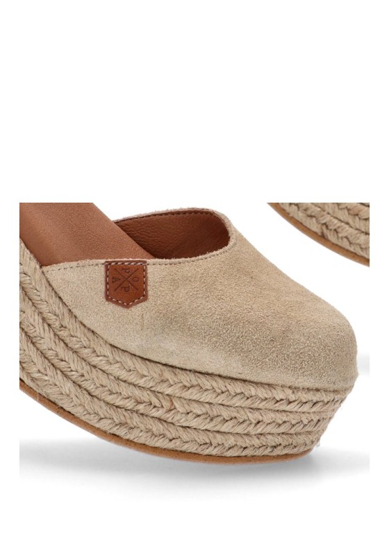 Alpargata de mujer POPA cantalar serraje beige piel cuña alta