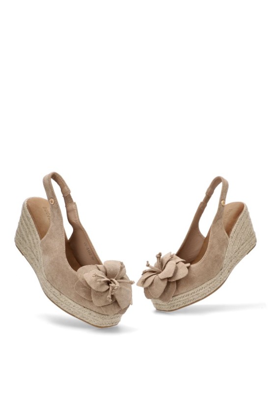 Alpargata de mujer BUONAROTTI cf5182 beige antelina cuña media