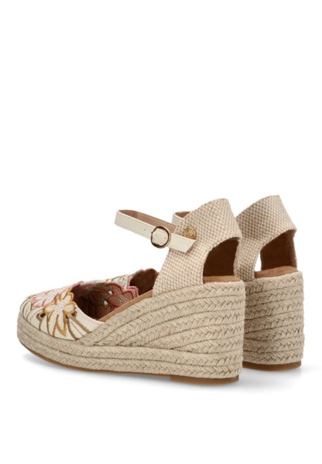 Alpargata de mujer BUONAROTTI cf3420 beige textil  cuña media