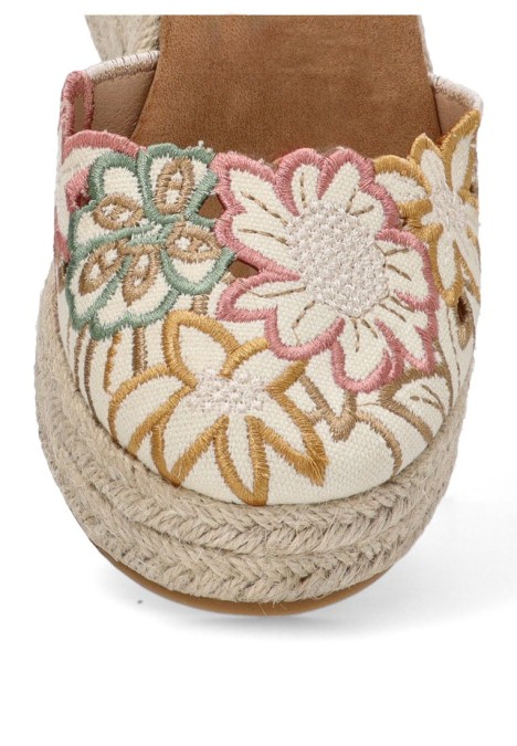 Alpargata de mujer BUONAROTTI cf3420 beige textil  cuña media
