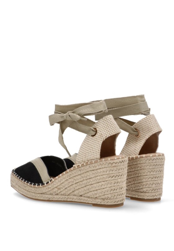 Alpargata de mujer BUONAROTTI cf5183 negro sintetico cuña media