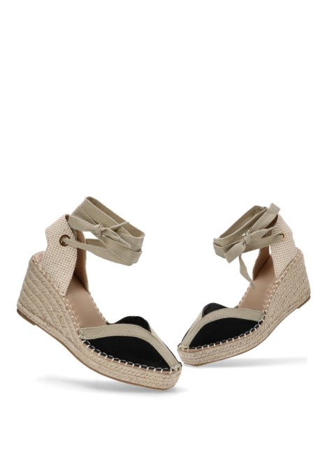 Alpargata de mujer BUONAROTTI cf5183 negro sintetico cuña media