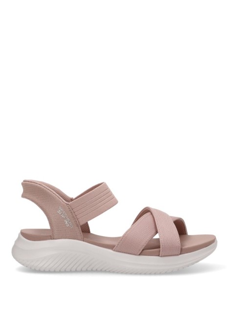 Sandalia de mujer SKECHERS 119975 rosa textil  suela plana