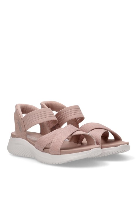 Sandalia de mujer SKECHERS 119975 rosa textil  suela plana