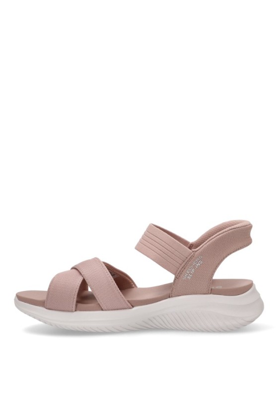 Sandalia de mujer SKECHERS 119975 rosa textil  suela plana