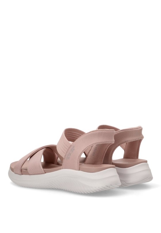 Sandalia de mujer SKECHERS 119975 rosa textil  suela plana