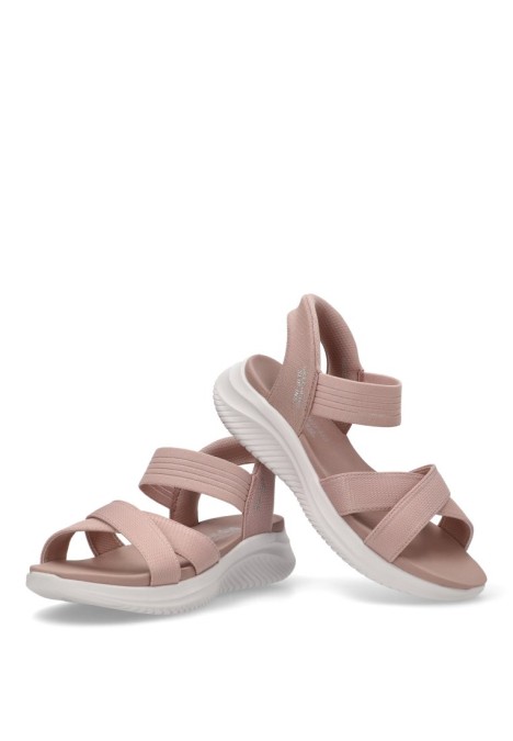 Sandalia de mujer SKECHERS 119975 rosa textil  suela plana