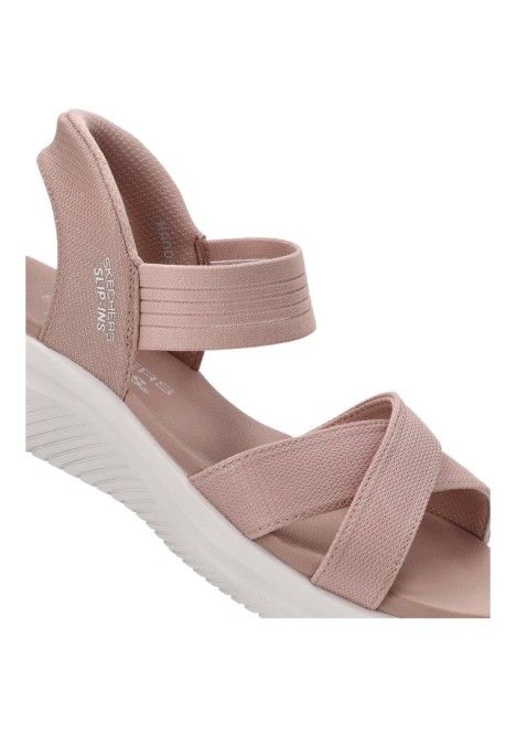 Sandalia de mujer SKECHERS 119975 rosa textil  suela plana