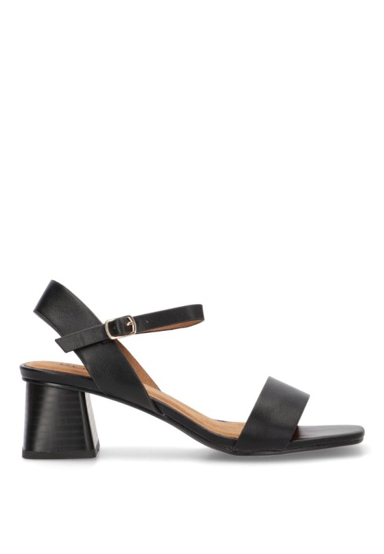 Sandalia de mujer LUNA TREND m4281 negro sintetico tacón medio