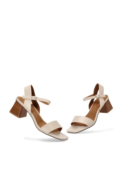 Sandalia de mujer LUNA TREND m4281 beige sintetico tacón medio