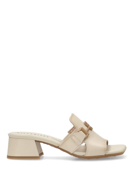 Sandalia de mujer HISPANITAS hv254069 hielo piel tacón medio