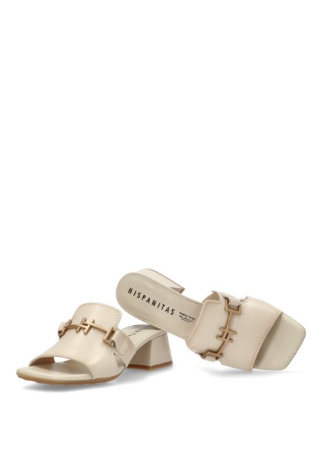 Sandalia de mujer HISPANITAS hv254069 hielo piel tacón medio