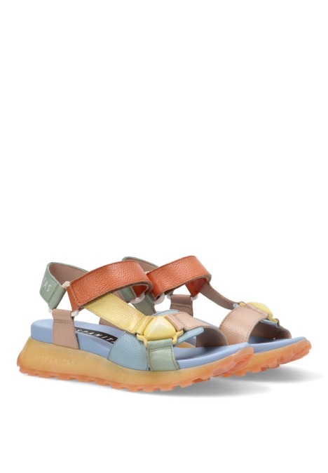 Sandalia de mujer HISPANITAS chv253896 multicolor piel suela plana