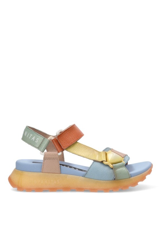 Sandalia de mujer HISPANITAS chv253896 multicolor piel suela plana