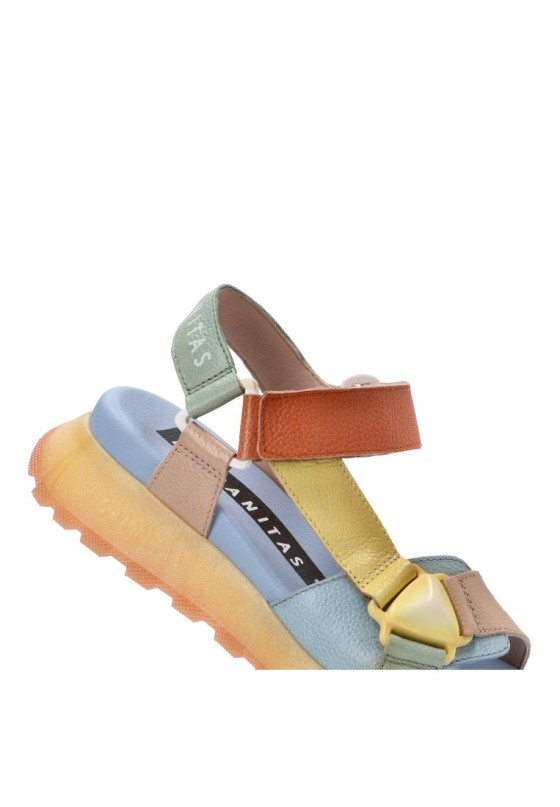 Sandalia de mujer HISPANITAS chv253896 multicolor piel suela plana