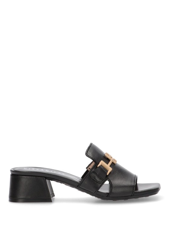 Sandalia de mujer HISPANITAS hv254069 negro piel tacón medio