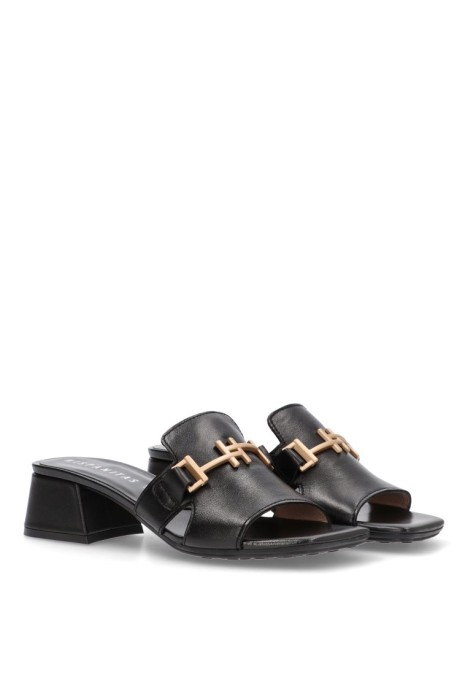 Sandalia de mujer HISPANITAS hv254069 negro piel tacón medio