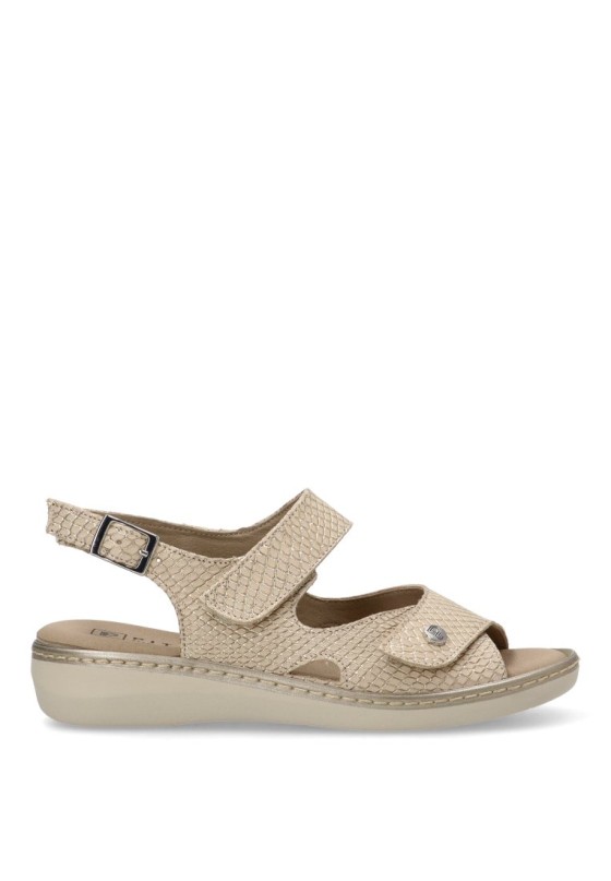 Sandalia de mujer PITILLOS 10300 oro piel suela plana