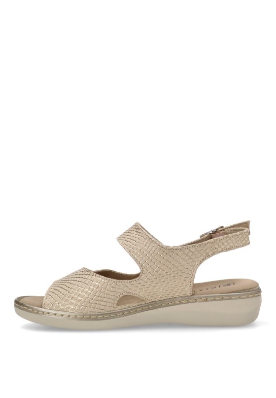 Sandalia de mujer PITILLOS 10300 oro piel suela plana