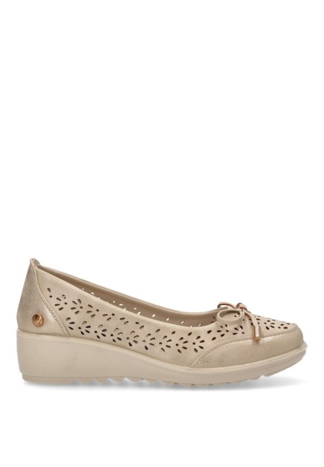 Bailarina  de mujer AMARPIES atl28337 beige sintetico cuña media
