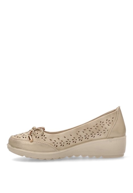 Bailarina  de mujer AMARPIES atl28337 beige sintetico cuña media