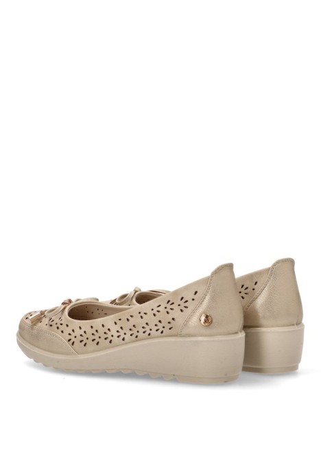 Bailarina  de mujer AMARPIES atl28337 beige sintetico cuña media