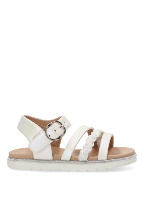 Sandalia de niña LUNA KIDS rbs1302 blanco sintetico suela plana