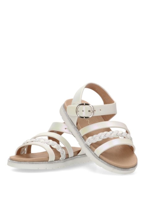 Sandalia de niña LUNA KIDS rbs1302 blanco sintetico suela plana