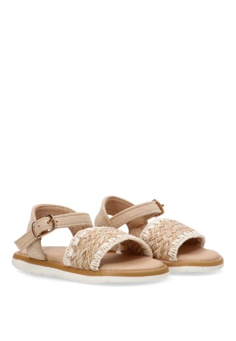 Sandalia de niña LUNA KIDS rbs1352 natural sintetico suela plana