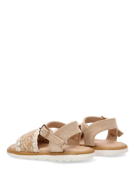 Sandalia de niña LUNA KIDS rbs1352 natural sintetico suela plana