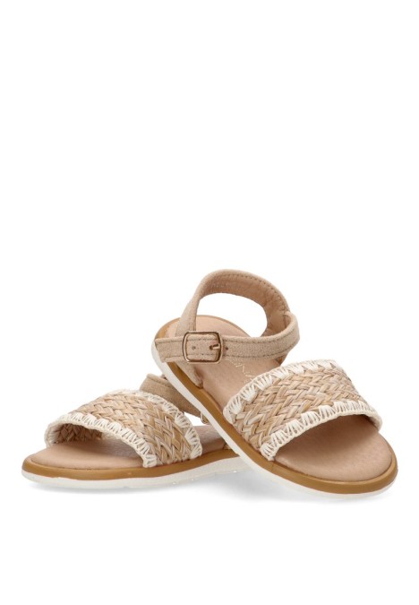 Sandalia de niña LUNA KIDS rbs1352 natural sintetico suela plana