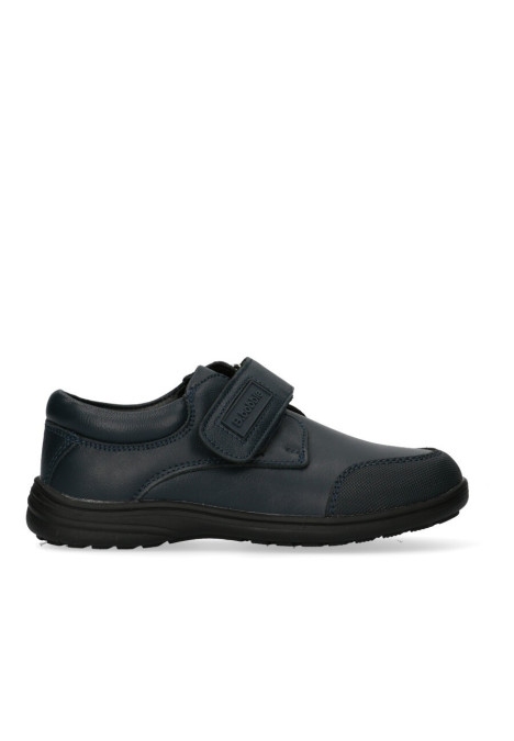 Zapato de niño BUBBLE BOBBLE a069 azul piel suela plana