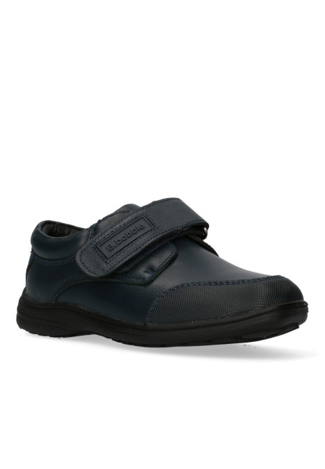 Zapato de niño BUBBLE BOBBLE a069 azul piel suela plana