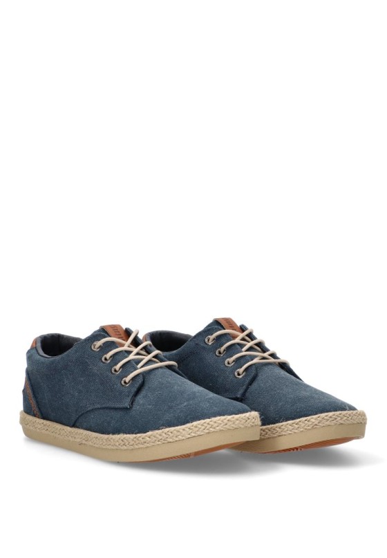 Bluchers de hombre MUSTANG 84782 marino textil  suela plana