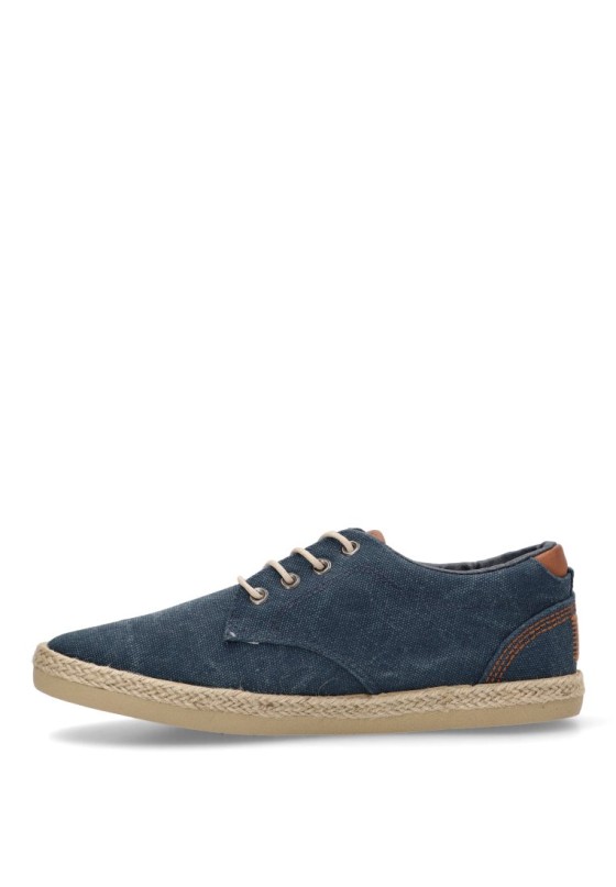 Bluchers de hombre MUSTANG 84782 marino textil  suela plana