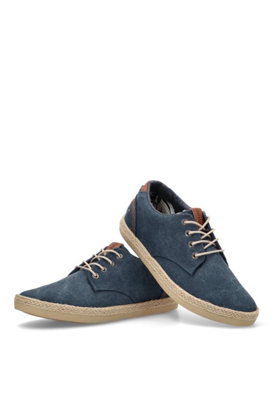 Bluchers de hombre MUSTANG 84782 marino textil  suela plana