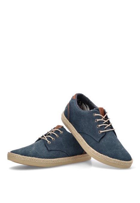 Bluchers de hombre MUSTANG 84782 marino textil  suela plana