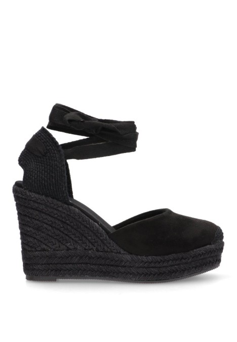 Alpargata de mujer LUNA TREND m5388 negro sintetico cuña alta