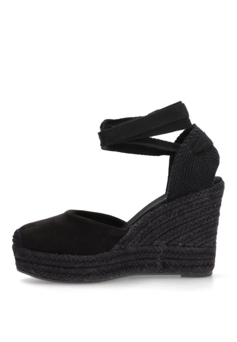 Alpargata de mujer LUNA TREND m5388 negro sintetico cuña alta