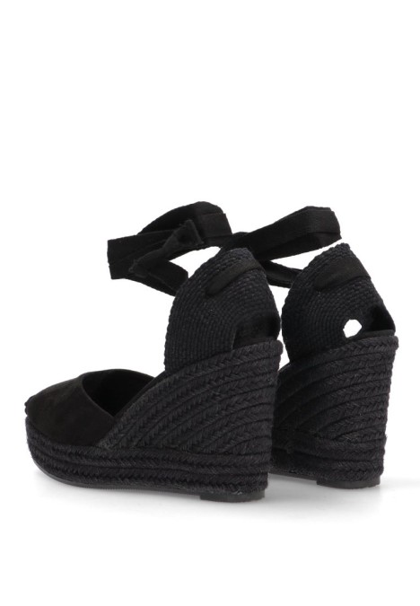 Alpargata de mujer LUNA TREND m5388 negro sintetico cuña alta