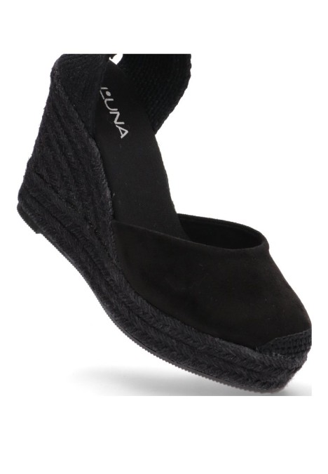 Alpargata de mujer LUNA TREND m5388 negro sintetico cuña alta