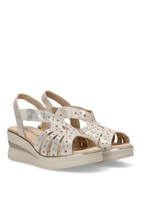 Sandalia de mujer PITILLOS 10363 oro piel cuña media