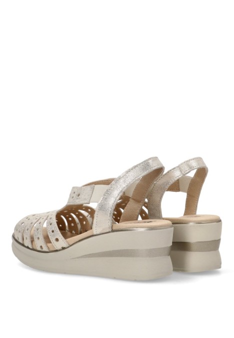 Sandalia de mujer PITILLOS 10363 oro piel cuña media