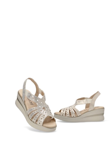 Sandalia de mujer PITILLOS 10363 oro piel cuña media