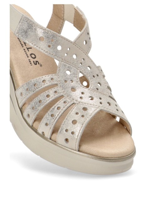 Sandalia de mujer PITILLOS 10363 oro piel cuña media