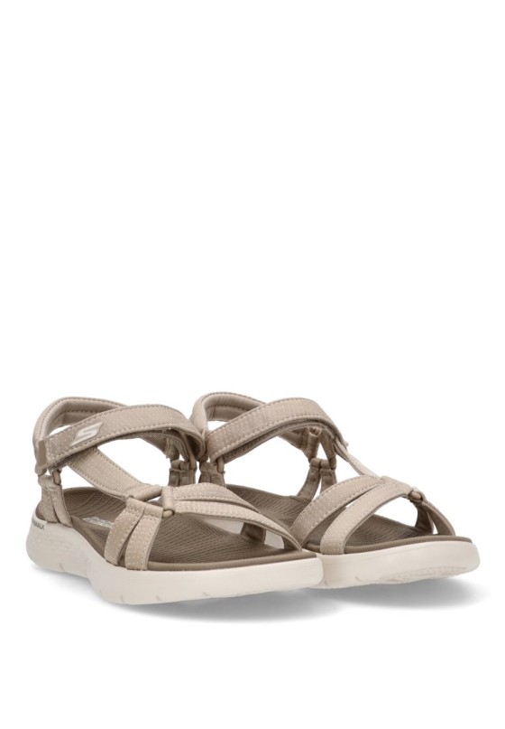 Sandalia de mujer SKECHERS 141451 taupe textil  suela plana