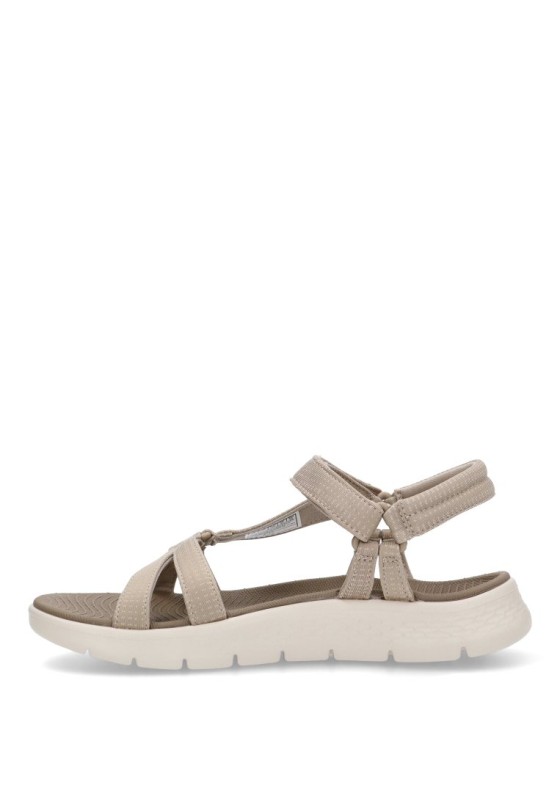 Sandalia de mujer SKECHERS 141451 taupe textil  suela plana