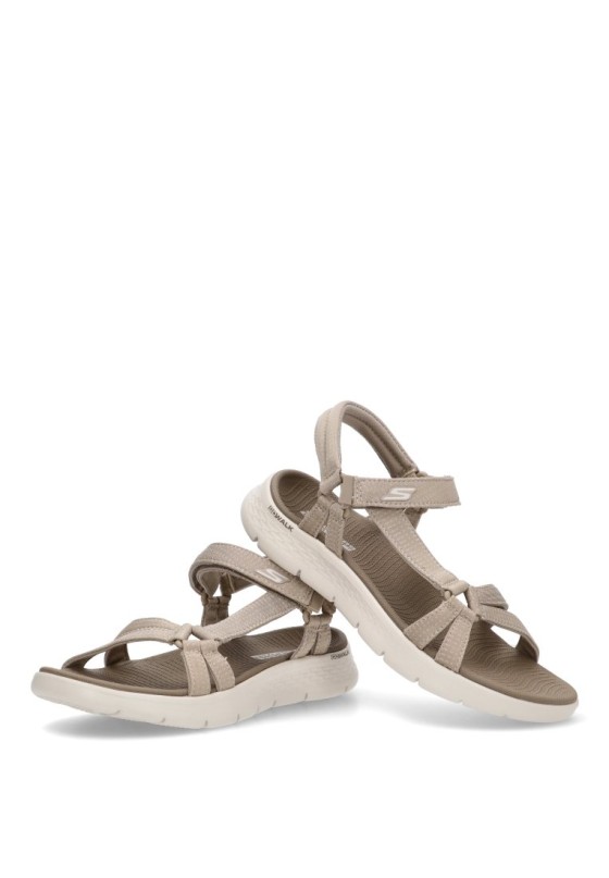 Sandalia de mujer SKECHERS 141451 taupe textil  suela plana