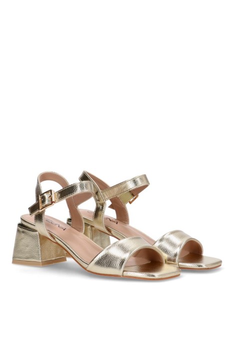 Sandalia de mujer Luna Collection 60-2591 oro sintetico tacón medio